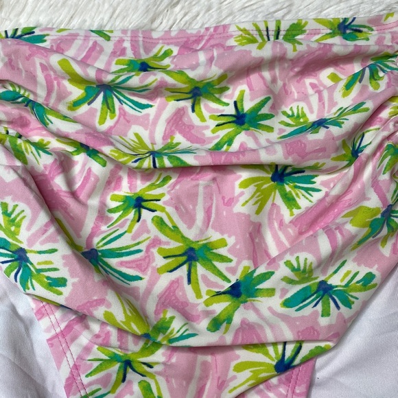 Crown & Ivy Pink Green Palm Tree High Waisted Bikini Swim Bottoms Size XL - Picture 4 of 9